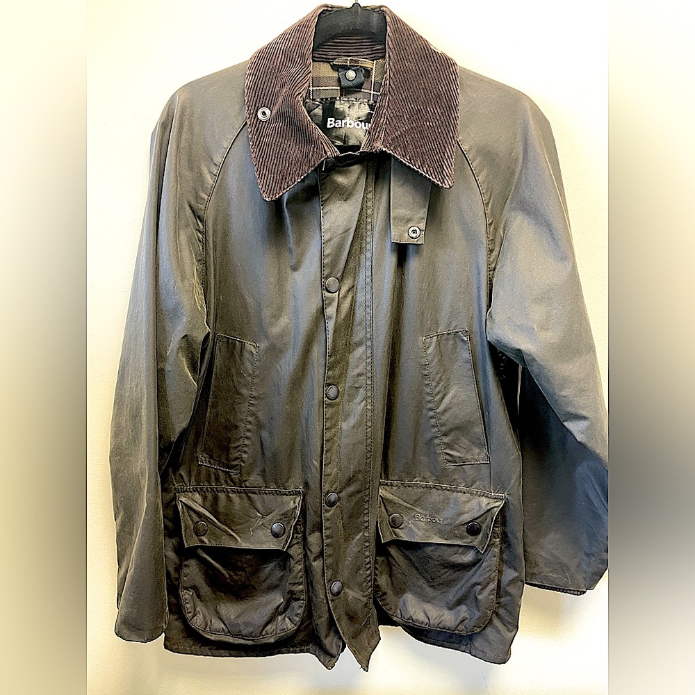 Barbour classic bedale waxed cotton jacket military green M medium